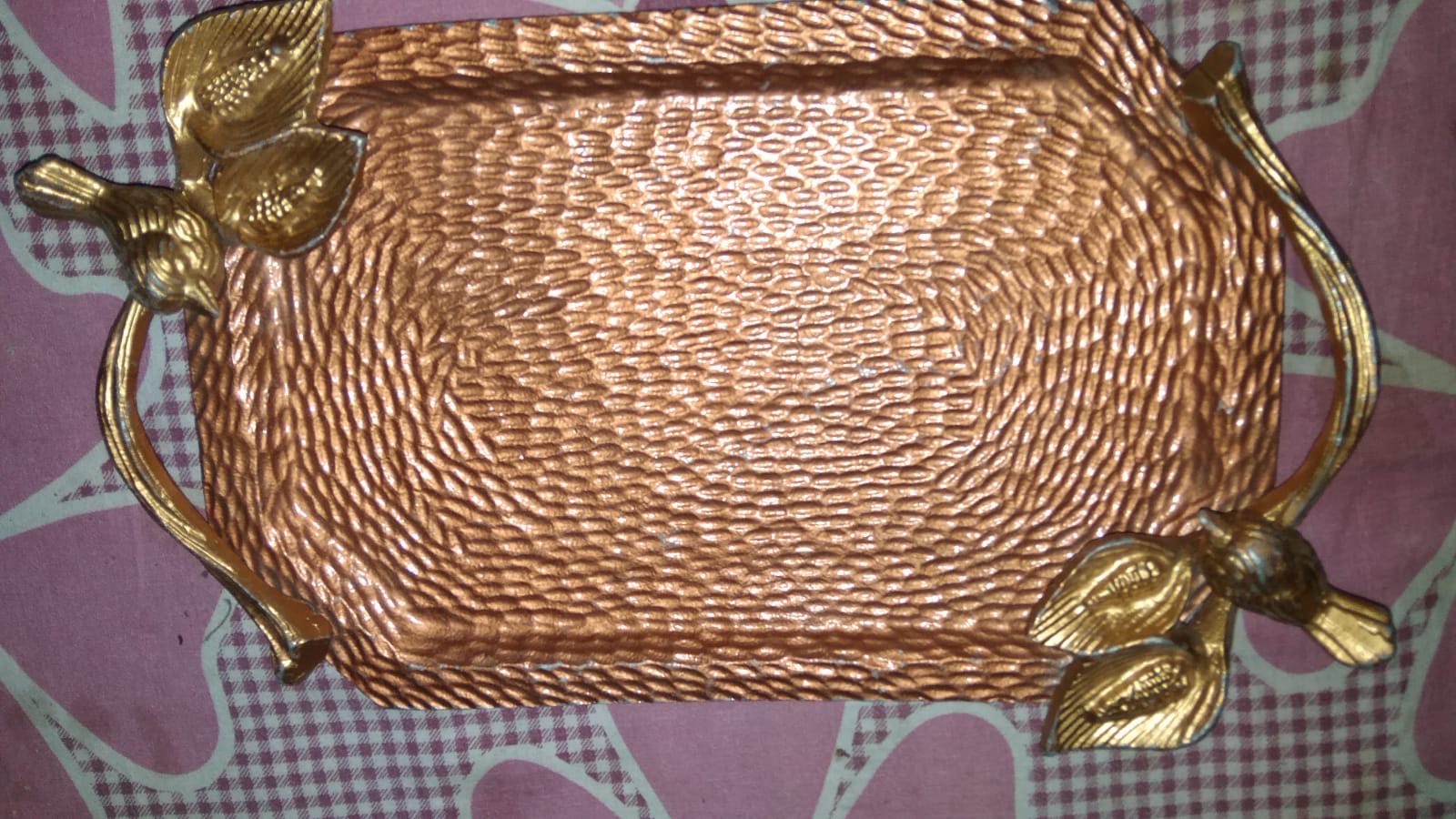 Avian Meadow Hammered Copper Tray