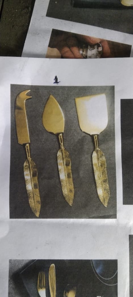 Gold Feather Cheese Knife Set (3pc)