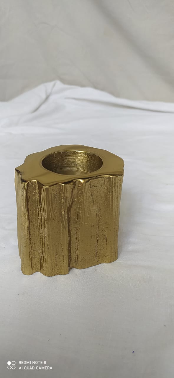 Wood-Grain Tealight Cylinder (Gold)