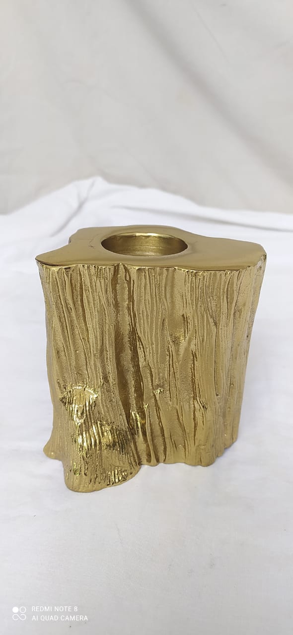 Wood-Grain Tealight Cylinder (Gold) thumbnail 2