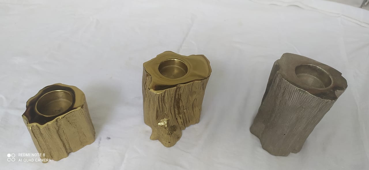 Wood-Grain Tealight Cylinder (Gold) thumbnail 3